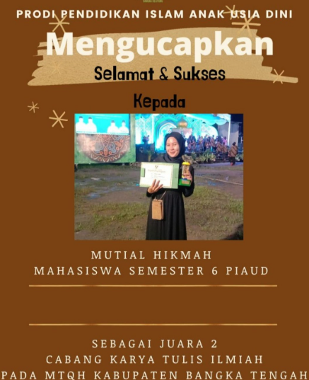 Mahasiswa PIAUD IAIN SAS Babel Raih Juara 2 Lomba Karya Tulis Ilmiah pada MTQH Bangka Tengah 2022